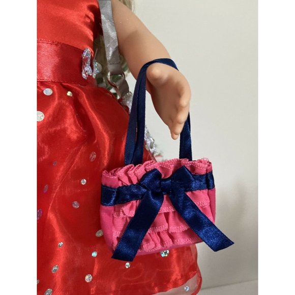 American Girl Battat OG Doll Retired Accessory Pink Navy Purse for Dolls 16" 18" - Picture 2 of 12